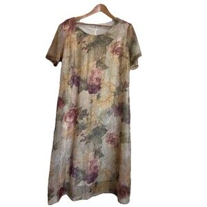 Vintage Christy Lyn Dress Women 16 Yellow Fairy Cottagecore Midi Floral Whimsica